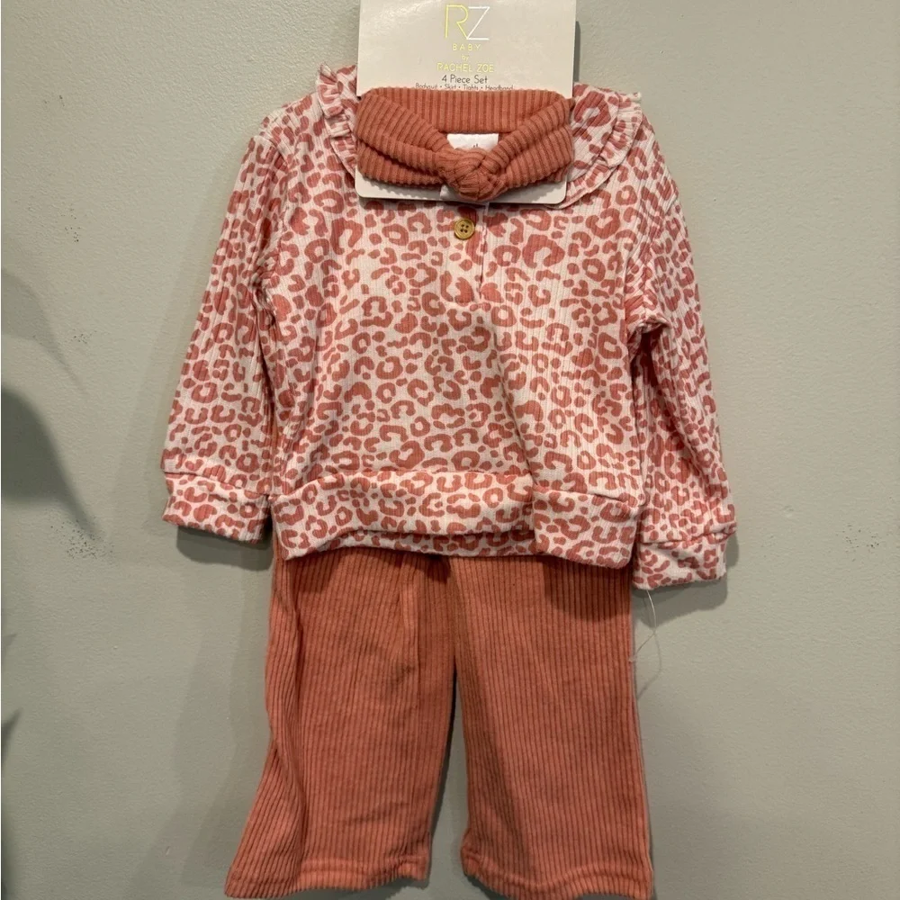 RZ Baby Rachel Zoe Leopard Print Baby Outfit Set Size 18 Months